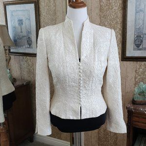 CARMEN MARC VALVO COLLECTION JACKET BEADED EMBROIDERED PEARL FORMAL JACKET SZ 8?